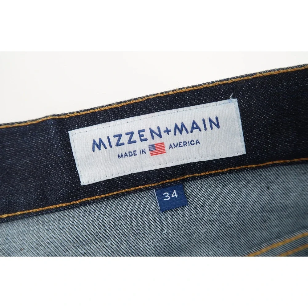 Mizzen Main Jeans Men 34x31‎ Blue Five Pocket Dark Wash Denim Stretch